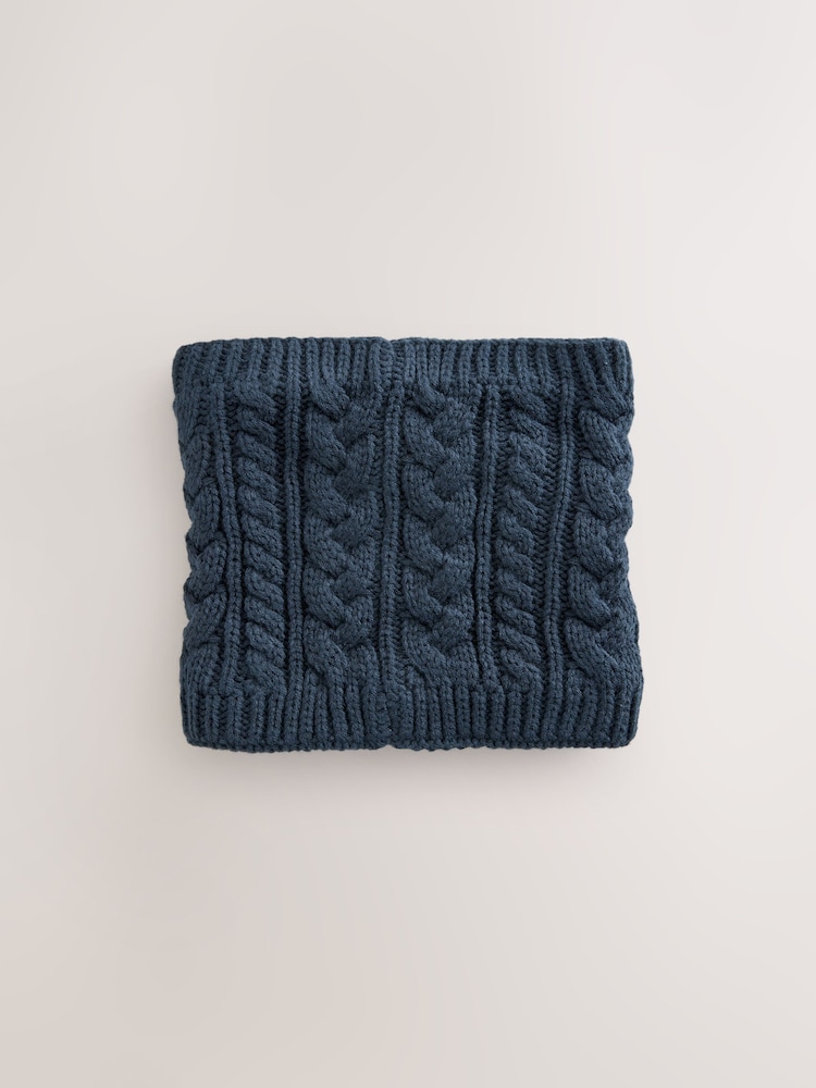 Navy Blue Cable Knit Snood (1-16yrs) - Image 1 of 3 Navy Blue Cable Knit Snood (1-16yrs) - Image 1 of 3