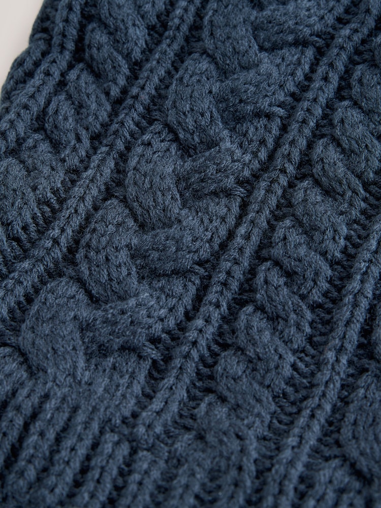 Navy Blue Cable Knit Snood (1-16yrs) - Image 2 of 3 Navy Blue Cable Knit Snood (1-16yrs) - Image 2 of 3