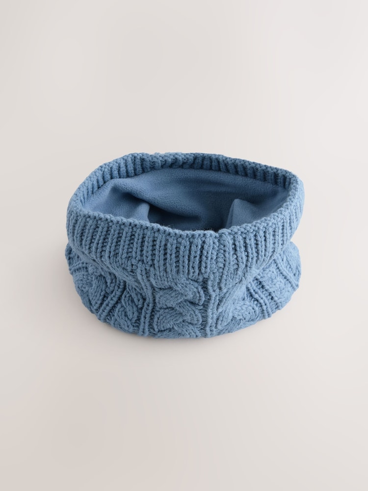 Blue Cable Knit Snood (1-16yrs) - Image 2 of 3 Blue Cable Knit Snood (1-16yrs) - Image 2 of 3