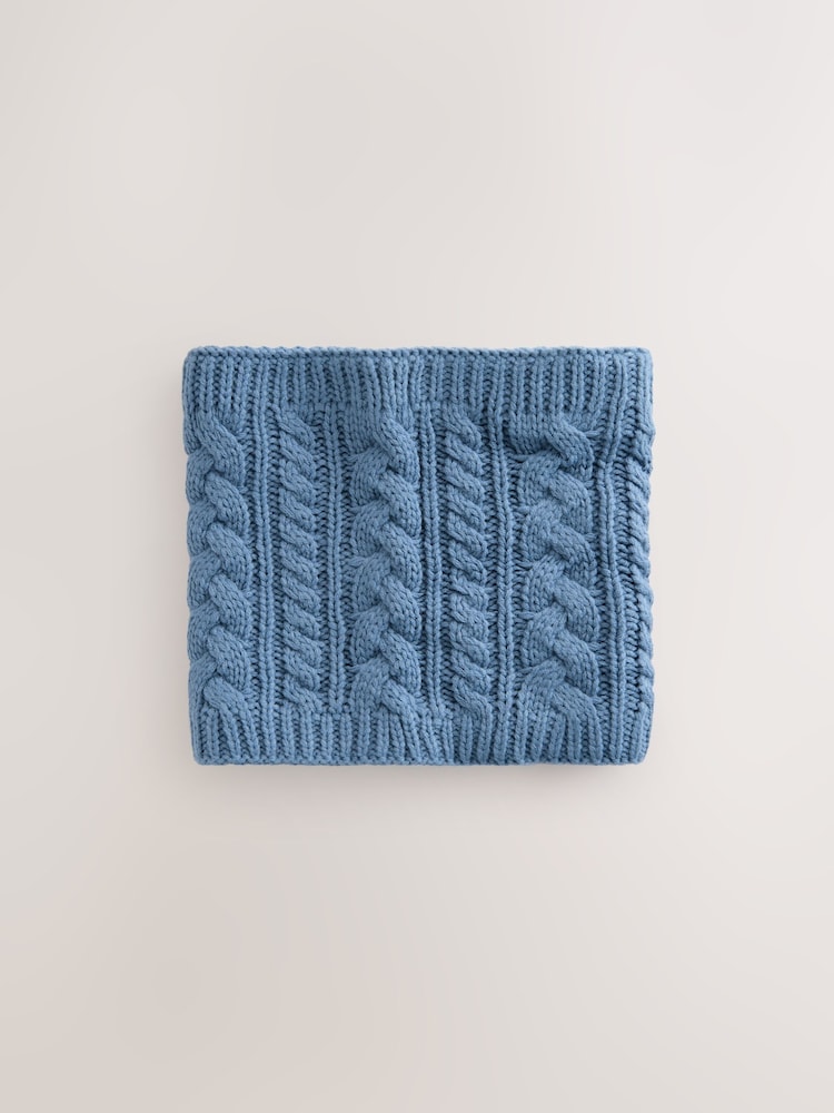 Blue Cable Knit Snood (1-16yrs) - Image 3 of 3 Blue Cable Knit Snood (1-16yrs) - Image 3 of 3