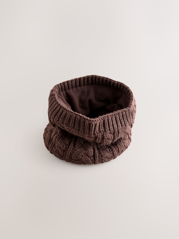 Chocolate Brown Cable Knit Snood (1-16yrs) - Image 1 of 2 Chocolate Brown Cable Knit Snood (1-16yrs) - Image 1 of 2