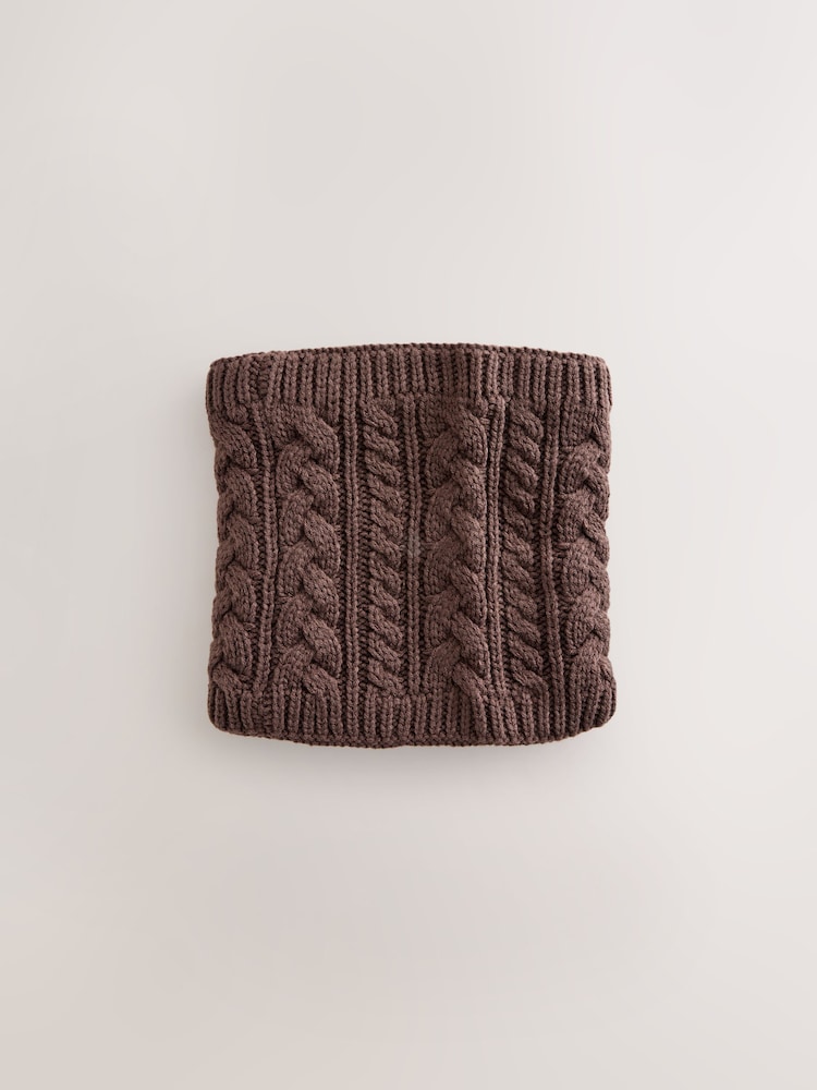 Chocolate Brown Cable Knit Snood (1-16yrs) - Image 1 of 2
