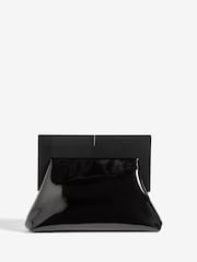 Lipsy Black Raffia Clutch Bag With Wooden Handle - Image 1 of 6