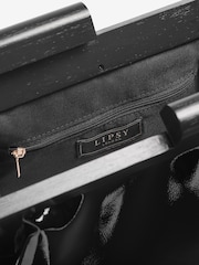 Lipsy Black Raffia Clutch Bag With Wooden Handle - Image 5 of 6