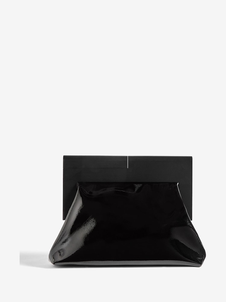Lipsy Black Raffia Clutch Bag With Wooden Handle - Image 6 of 6