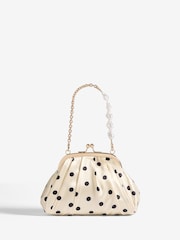 Lipsy Black/White Polka Dot Mini Pouch Bag - Image 1 of 6