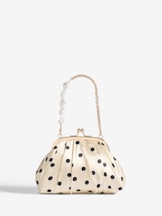 Lipsy Black/White Polka Dot Mini Pouch Bag - Image 6 of 6