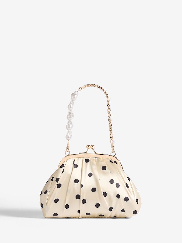Lipsy Black/White Polka Dot Mini Pouch Bag - Image 6 of 6 Lipsy Black/White Polka Dot Mini Pouch Bag - Image 6 of 6