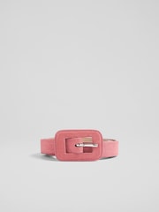 LK Bennett Pink Vera Suede Covered Buckle Belts - Image 1 of 2