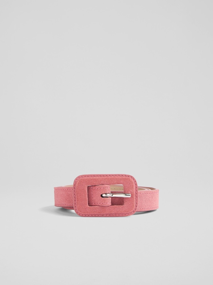 LK Bennett Pink Vera Suede Covered Buckle Belts - Image 1 of 2