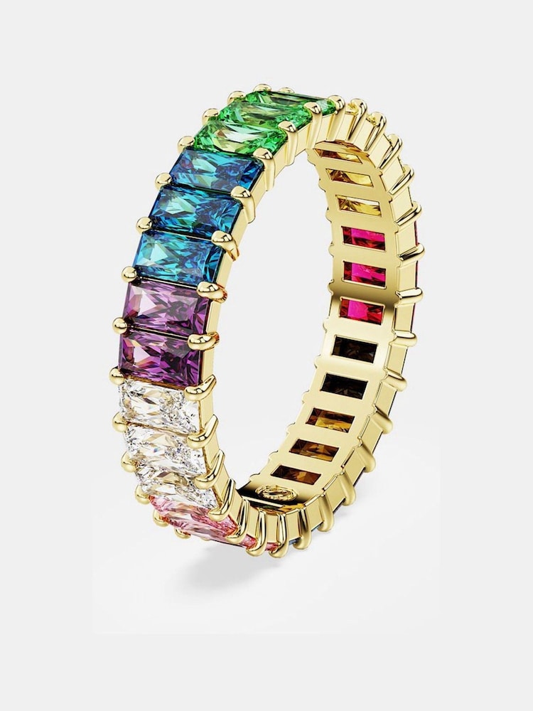 Swarovski White Baguette Cut Multicolored Gold-Tone Plated Matrix Ring - Image 4 of 6