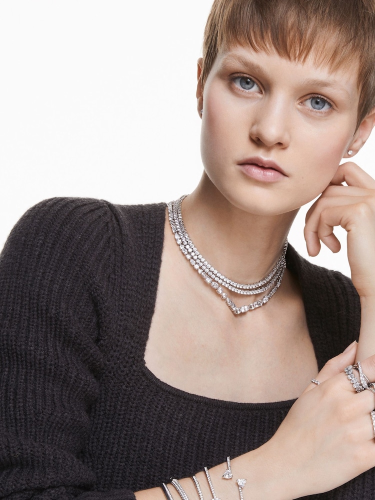 Swarovski White Drop Cut Rhodium Plated Vittore Ring - Image 6 of 9