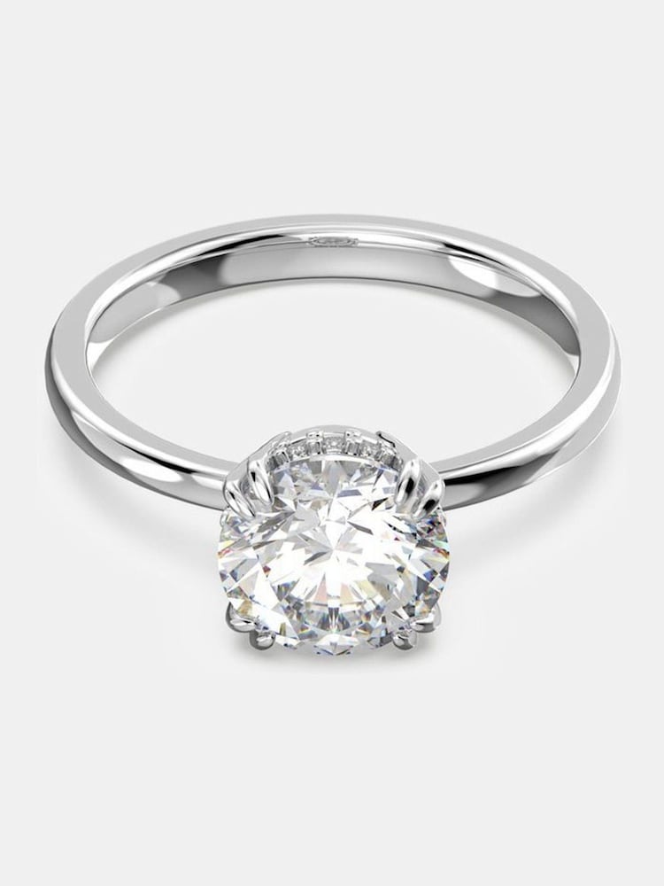 Swarovski White Round Cut Rhodium Plated Constella Cocktail Ring - Image 2 of 4