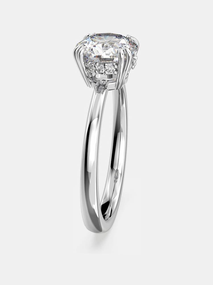 Swarovski White Round Cut Rhodium Plated Constella Cocktail Ring - Image 3 of 4