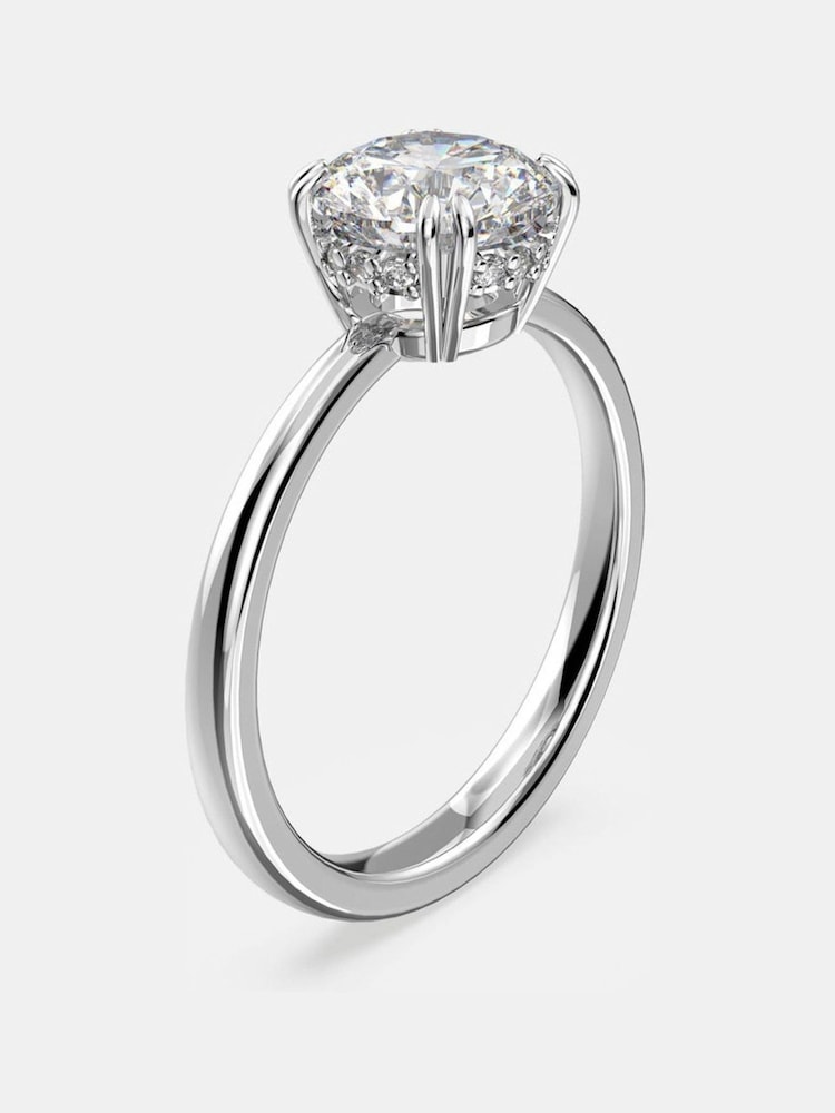 Swarovski White Round Cut Rhodium Plated Constella Cocktail Ring - Image 4 of 4