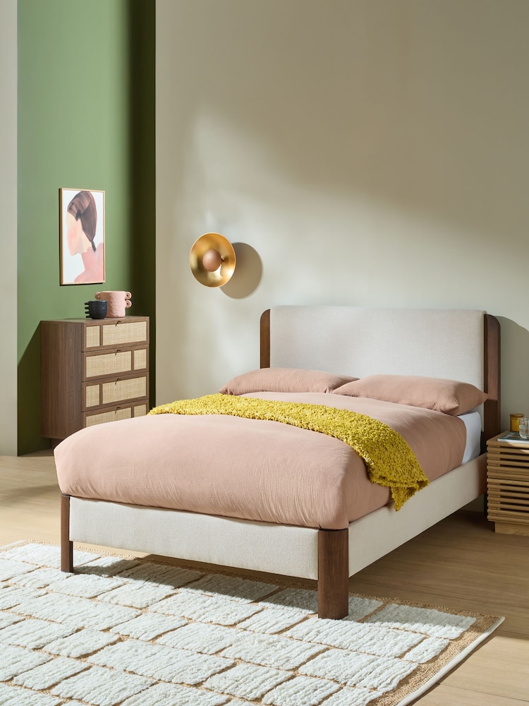 MADE.COM Soft Texture Weave Linen White Evander Bed Bed - Image 1 of 3 MADE.COM Soft Texture Weave Linen White Evander Bed Bed - Image 1 of 3