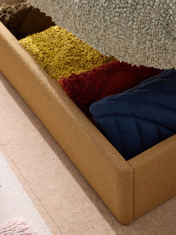 MADE.COM Soft Touch Boucle Caramel Ottoman Storage Bed Harlow - Image 3 of 3