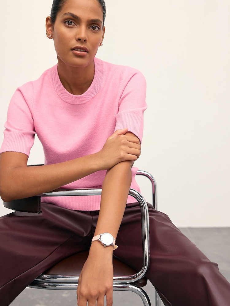 Pink Super Soft Short Sleeve Knitted Top - Image 2 of 9