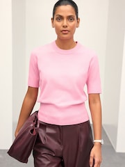 Pink Super Soft Short Sleeve Knitted Top - Image 3 of 9