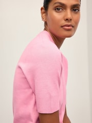 Pink Super Soft Short Sleeve Knitted Top - Image 6 of 9