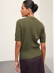 Khaki Green Super Soft Short Sleeve Knitted Top - Image 3 of 8