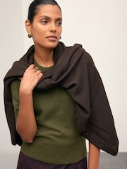 Khaki Green Super Soft Short Sleeve Knitted Top - Image 4 of 8