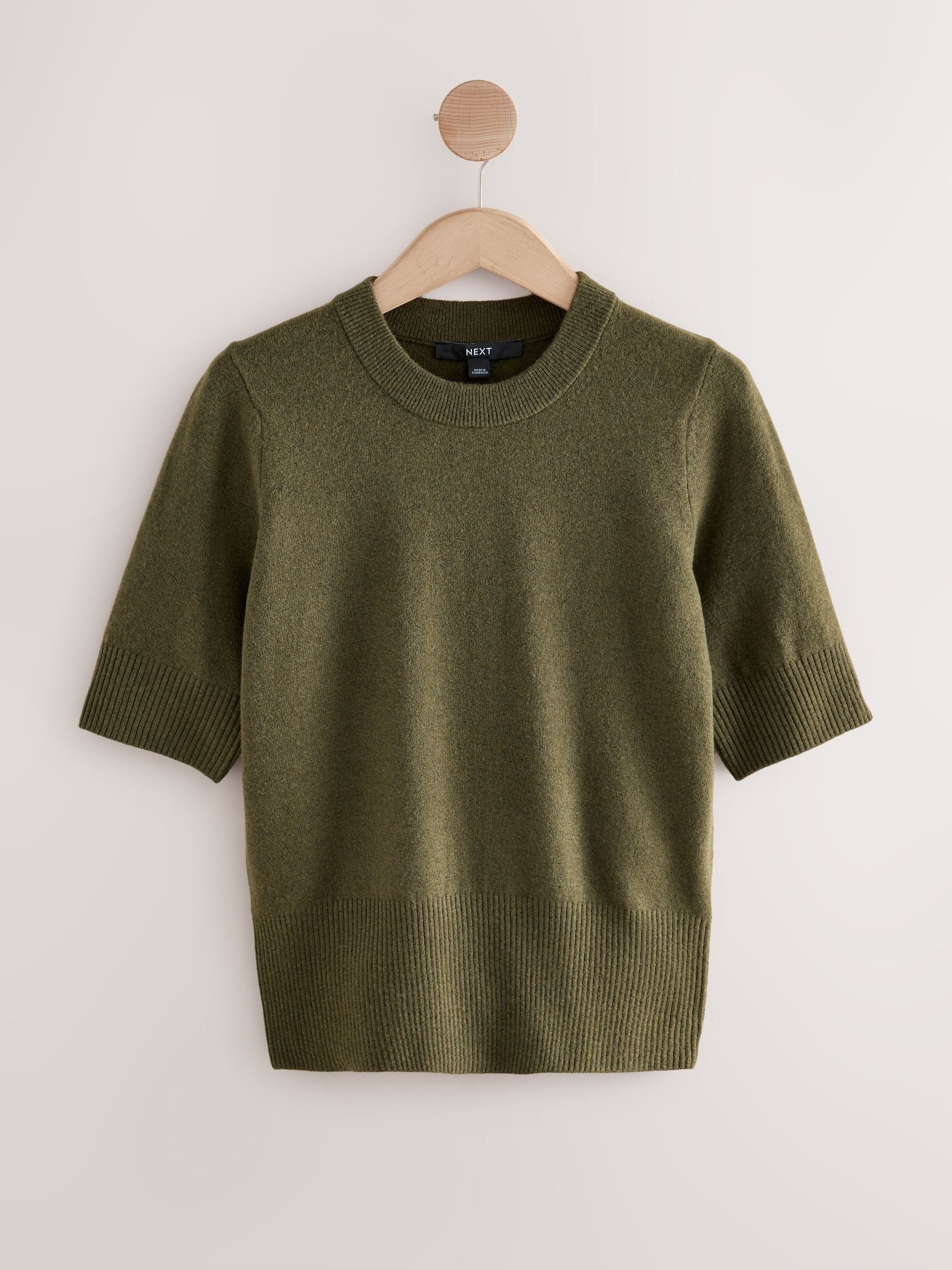 Buy Khaki Green Supersoft Short Sleeve Knitted Top from Next USA