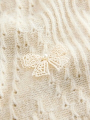 Ecru Stitch V-Neck Bow Argyle Jumper - Image 8 of 9