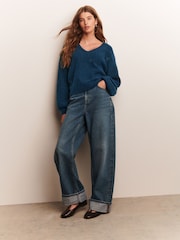 Blue Stitch V-Neck Bow Argyle Jumper - Image 2 of 9