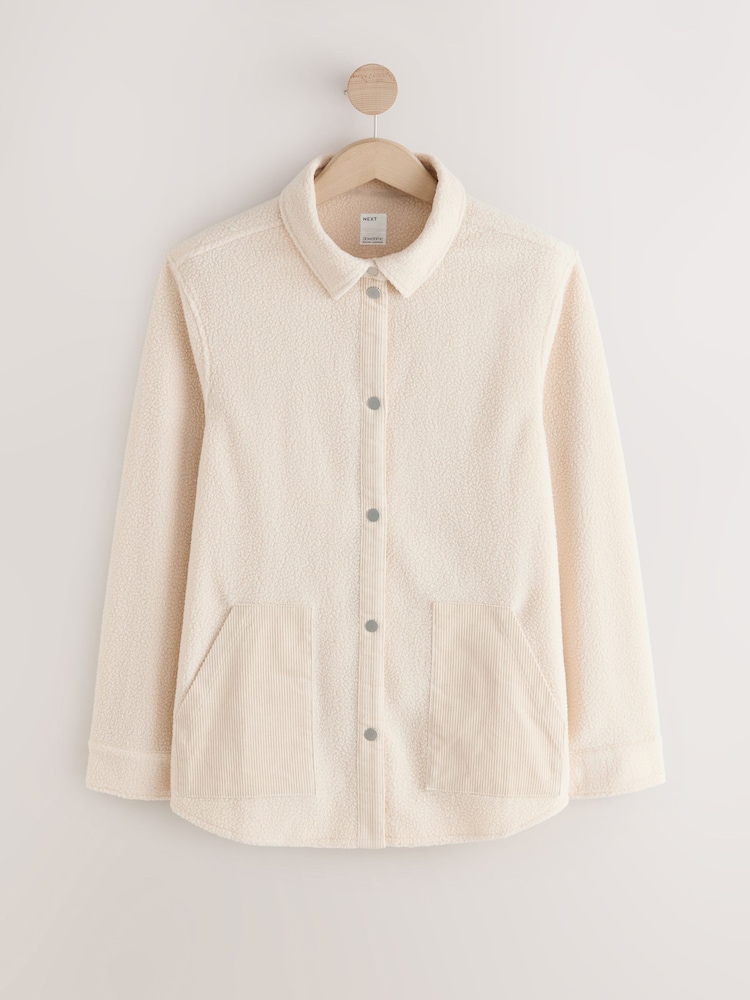 Cream Fleece Shacket - Image 1 of 3 Cream Fleece Shacket - Image 1 of 3