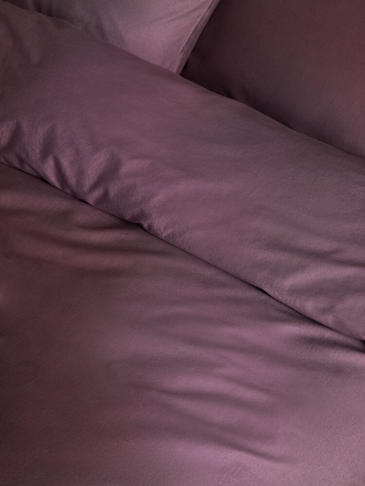 MADE.COM Aubergine Purple Cosy Washed Cotton Duvet Cover and Pillowcase Set - Image 2 of 3 MADE.COM Aubergine Purple Cosy Washed Cotton Duvet Cover and Pillowcase Set - Image 2 of 3