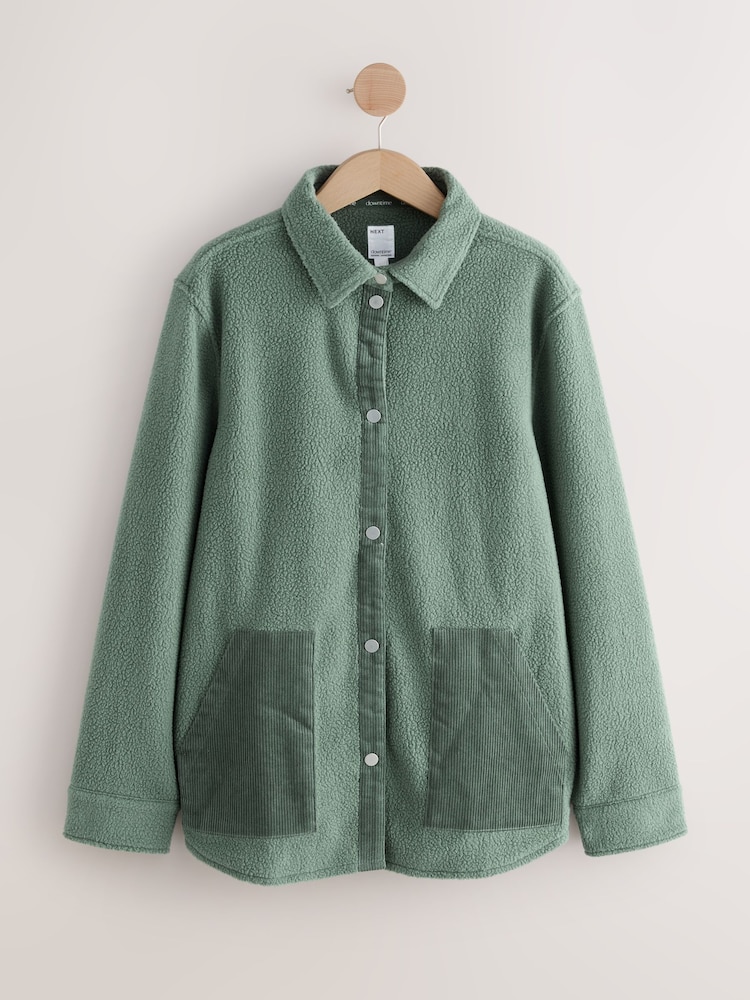 Khaki Green Fleece Shacket - Image 1 of 4 Khaki Green Fleece Shacket - Image 1 of 4