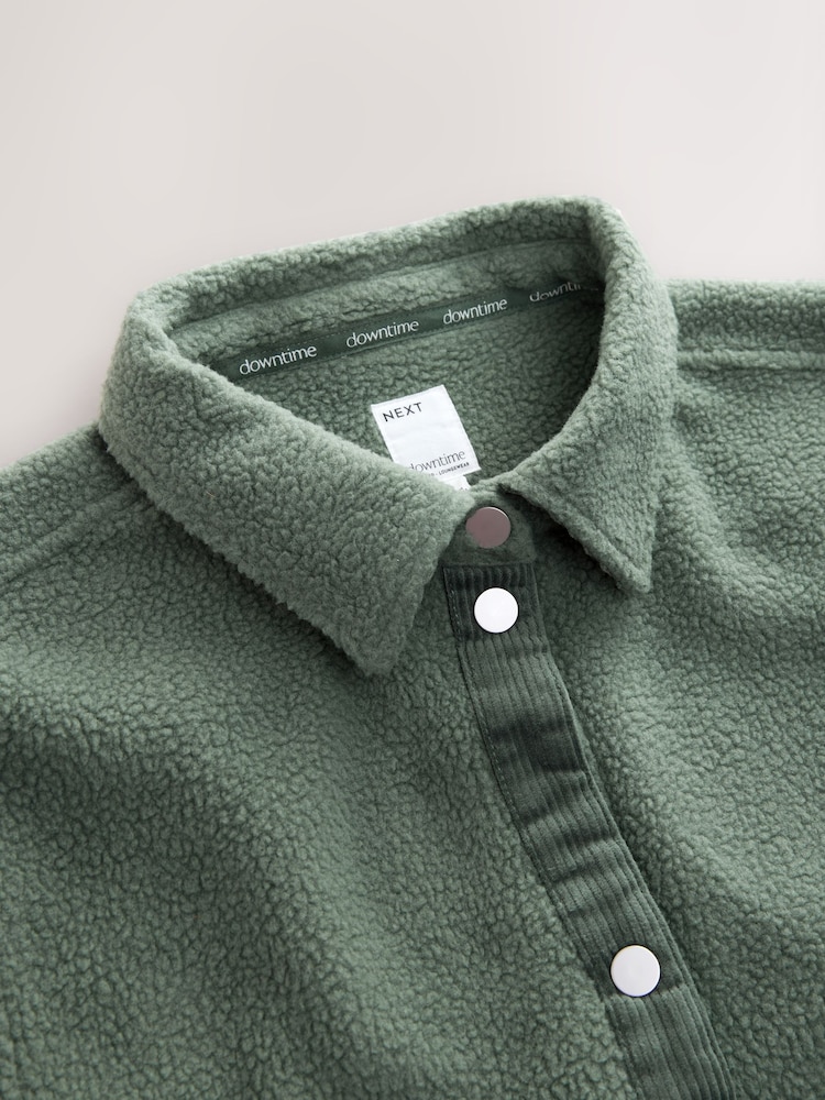 Khaki Green Fleece Shacket - Image 2 of 4 Khaki Green Fleece Shacket - Image 2 of 4