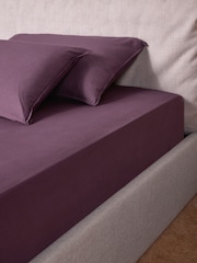 MADE.COM Aubergine Purple Extra Deep Fitted Cosy Washed Cotton Extra Deep Fitted Sheet - Image 1 of 3
