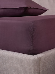 MADE.COM Aubergine Purple Extra Deep Fitted Cosy Washed Cotton Extra Deep Fitted Sheet - Image 2 of 3