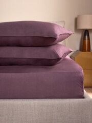 MADE.COM Set of 2 Aubergine Purple Cosy Washed Cotton Pillowcases - Image 1 of 3