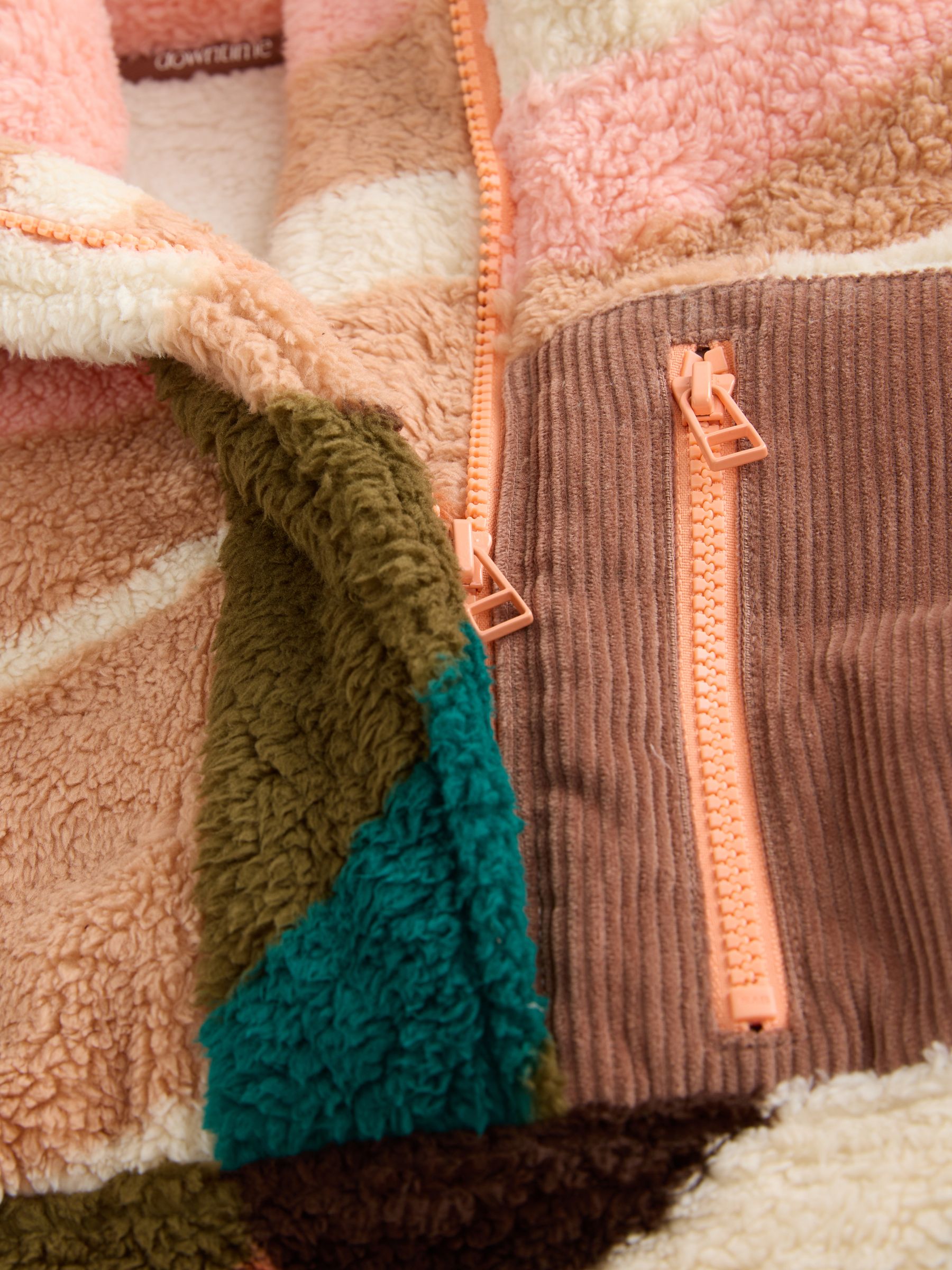 Buy Orange/Green Abstract Print Borg Half Zip Fleece from Next USA