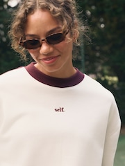 Ecru/BerryColourblock Self. Sweatshirt - Image 6 of 10