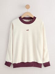 Ecru/BerryColourblock Self. Sweatshirt - Image 8 of 10