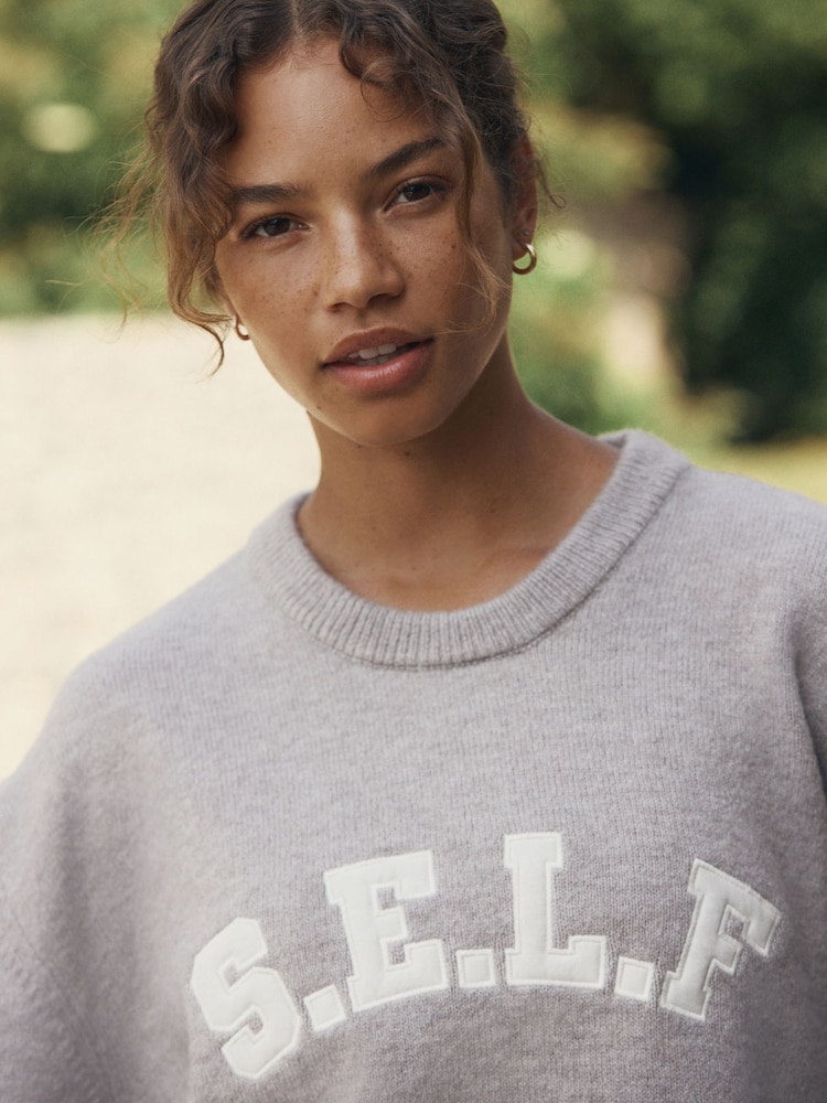 self. Oatmeal Knit Jumper - Image 2 of 7