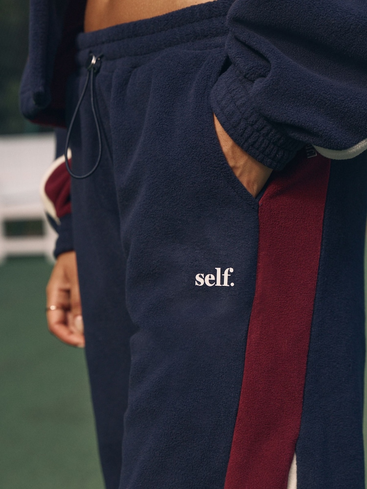 self. Berry/Navy Wide Leg Fleece Joggers - Image 2 of 8
