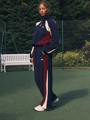 self. Berry/Navy Wide Leg Fleece Joggers - Image 3 of 8