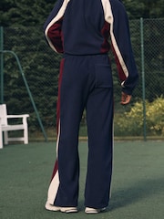 self. Berry/Navy Wide Leg Fleece Joggers - Image 4 of 8