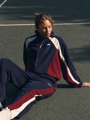 self. Berry/Navy Wide Leg Fleece Joggers - Image 5 of 8