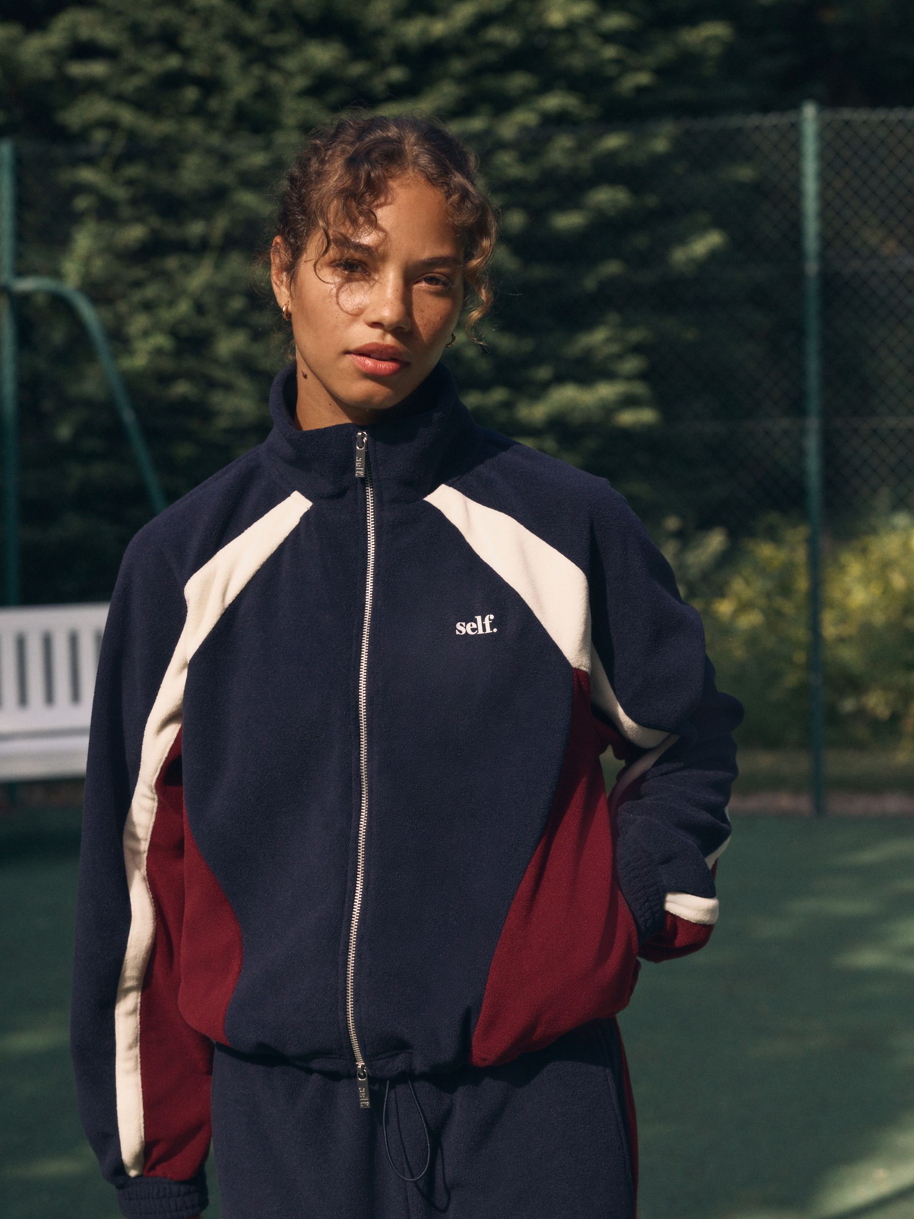 Buy self. Berry/Navy Micro Fleece Zip Through Jacket from Next