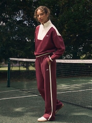 Berry Red Wide Leg Joggers - Image 2 of 9