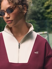 Burgundy Red Half Zip Sweatshirt - Image 4 of 7