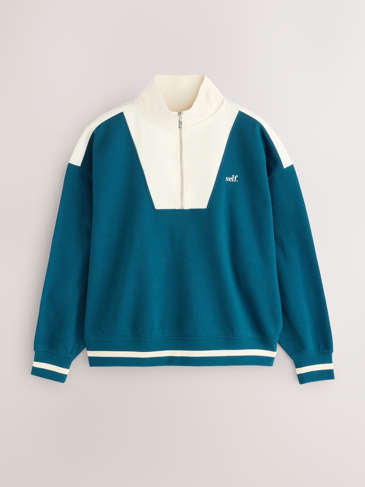 Azul azul-petróleo - Sweatshirtcom zíper meio - Imagem 1 de 3