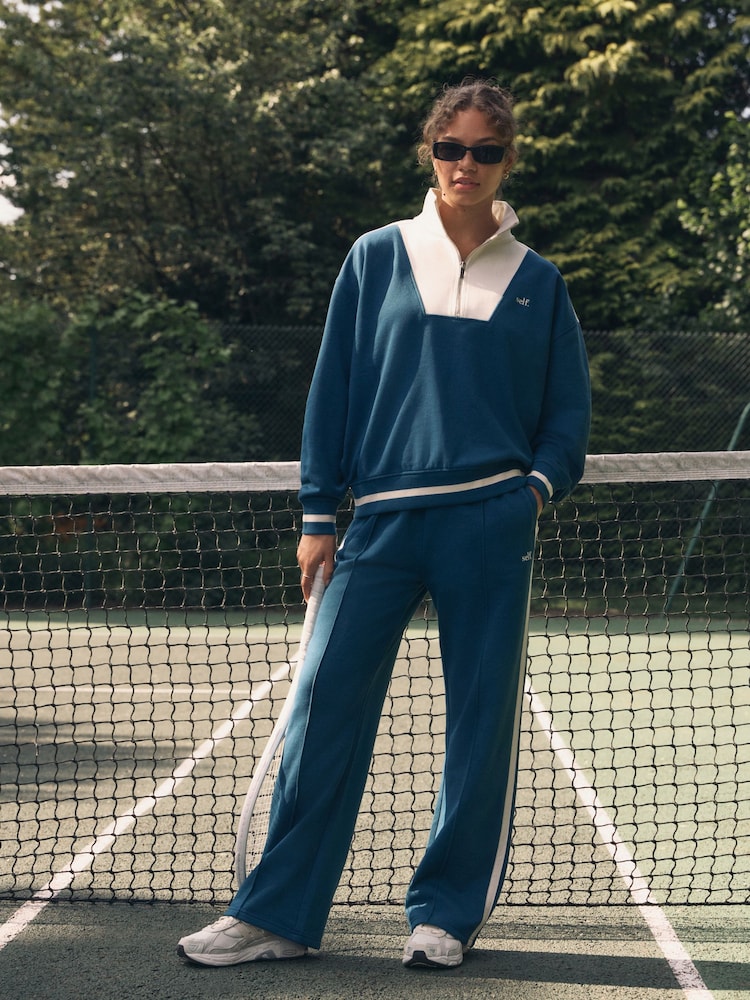 Petrolblau - Sweatshirt mit halbem Reißverschluss - Bild 2 von 7 Petrolblau - Sweatshirt mit halbem Reißverschluss - Bild 2 von 7