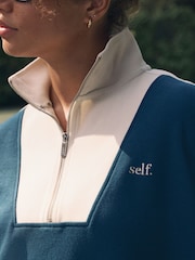 Teal Blue Half Zip Sweatshirt - Image 4 of 7